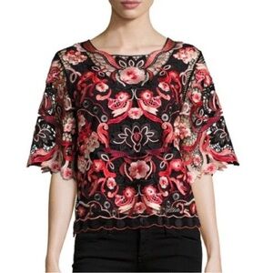 Kobi Halperin NEW Black and Red Lace Top w/Liner NWT $428 Sz Small